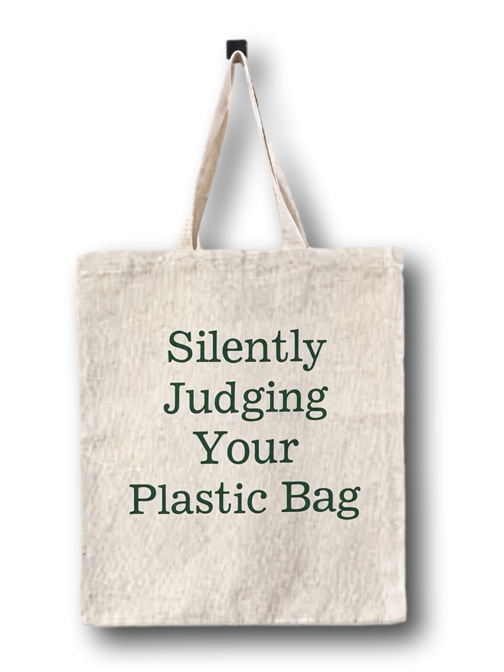 "Silently Judging Your Plastic Bag" Funny Canvas Tote Bag - NWT